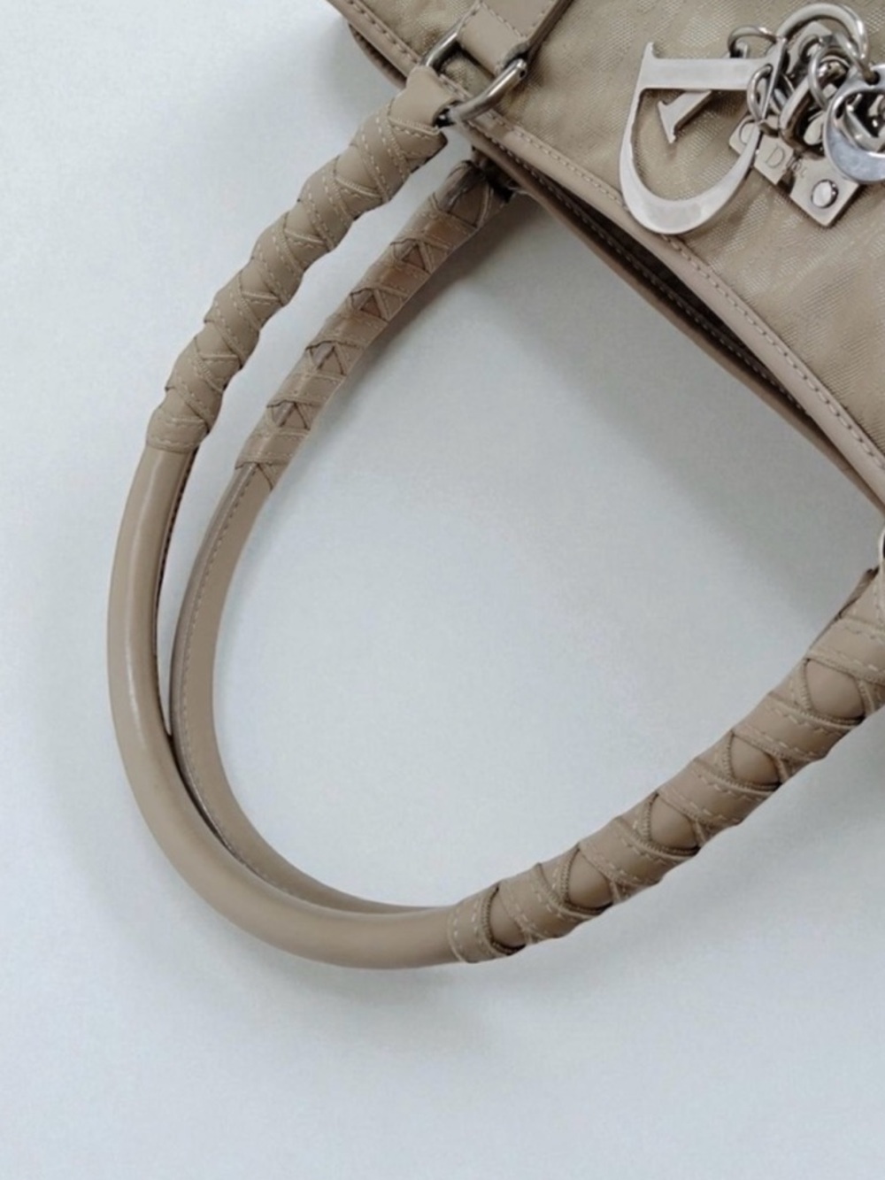 Christian Dior Vintage Trotter‎ Romantique Satchel Bag Monogram Beige COA-Posh - Picture 6 of 14